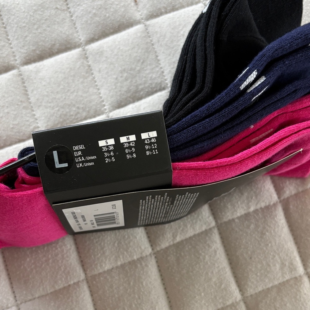 Diesel Unisex Black, Pink, and Blue Socks Trio - Picture 3 of 5